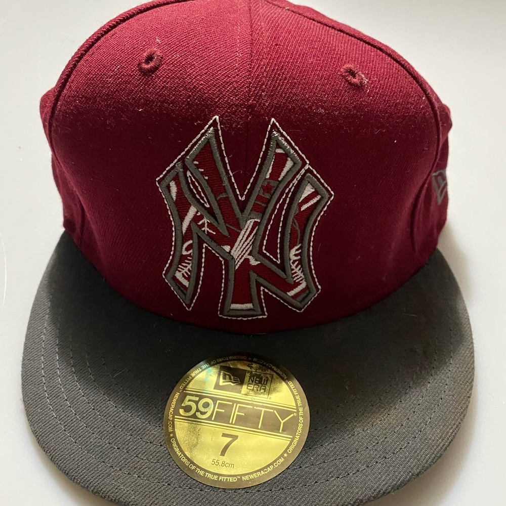 Maroon Yankee Fitted Hat